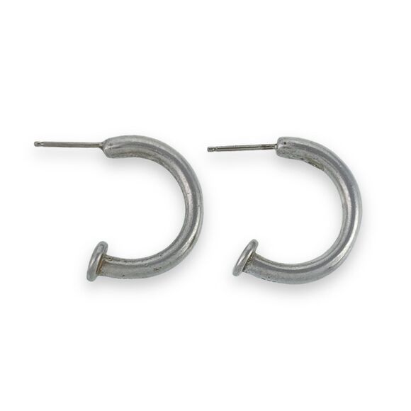 Vintage Sterling Silver 925 Half Hoop Pierced Pushback Earrings - Picture 1 of 5